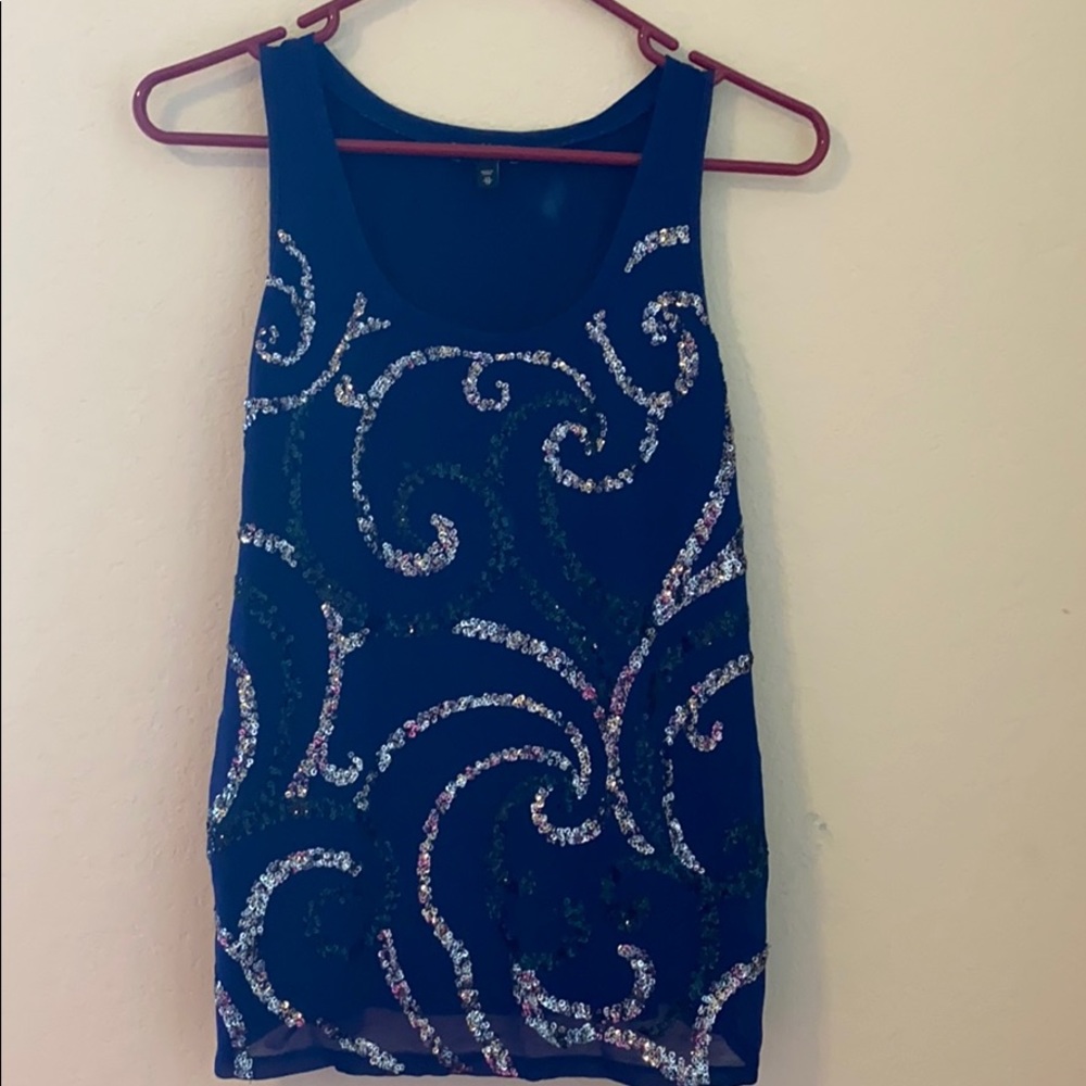 Express blue tank top with sequins